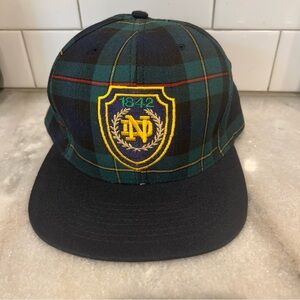 Vintage Notre Dame Black Watch Tartan Plaid Nutmeg Snapback Hat